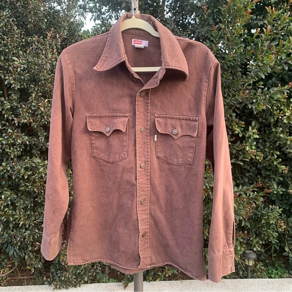 Vintage 1970s Levi's Brown Button-Down Cotton Field Jacket Big E USA - Picture 1 of 14
